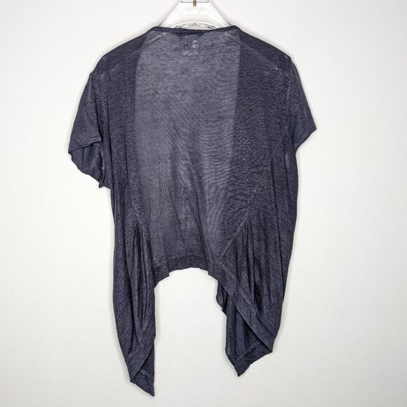 Animale Blue Short Sleeve Linen Open Front Cardigan Size M - Picture 4 of 6